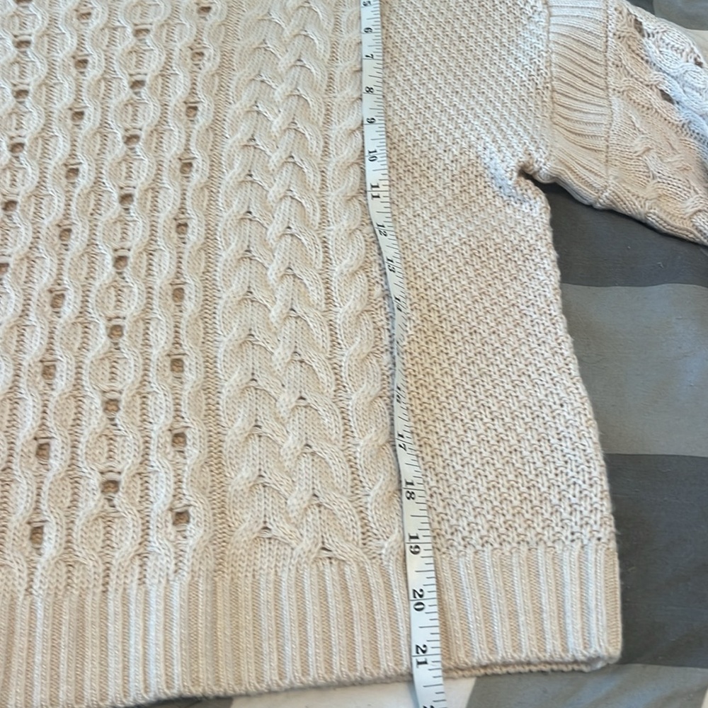 Spiritual Gangster Gemma Cable Knit Sweater Wool Alpaca White Sand Medium - Picture 12 of 13